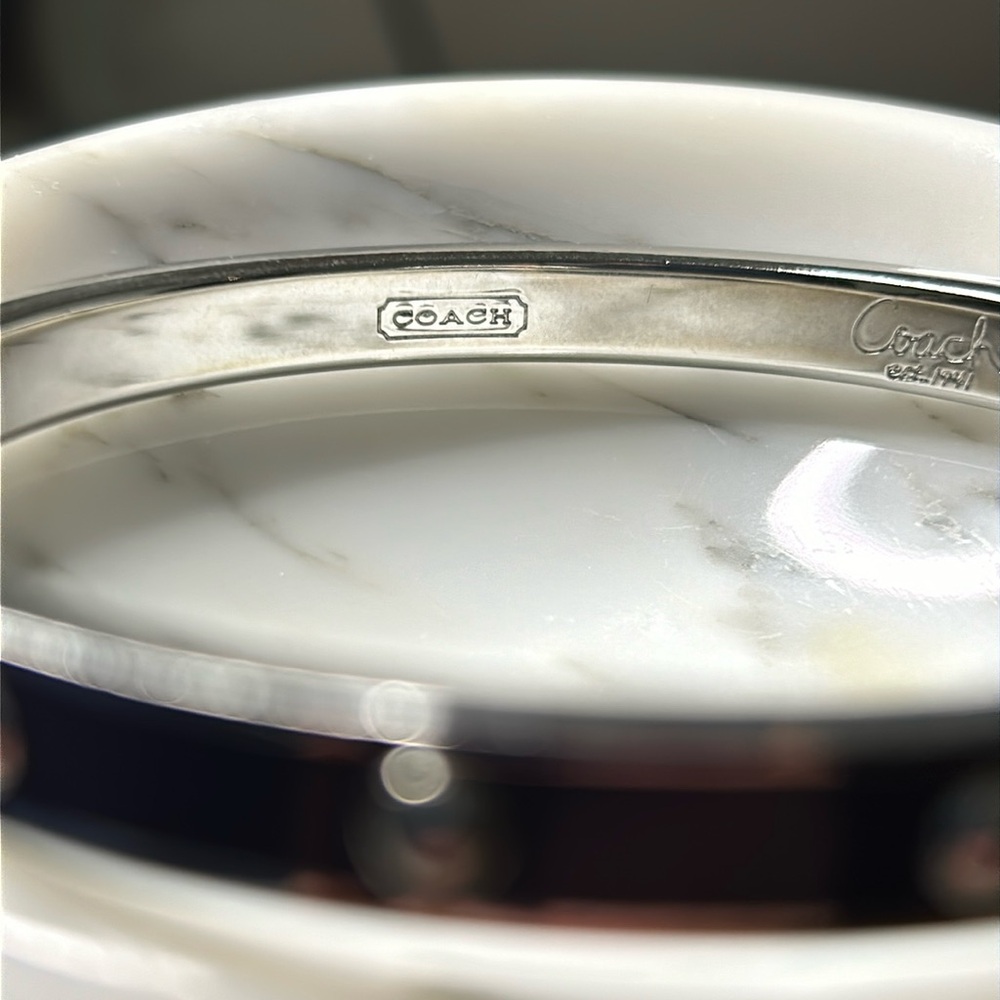 Coach Silver Tone and Purple Enamel Bangel
